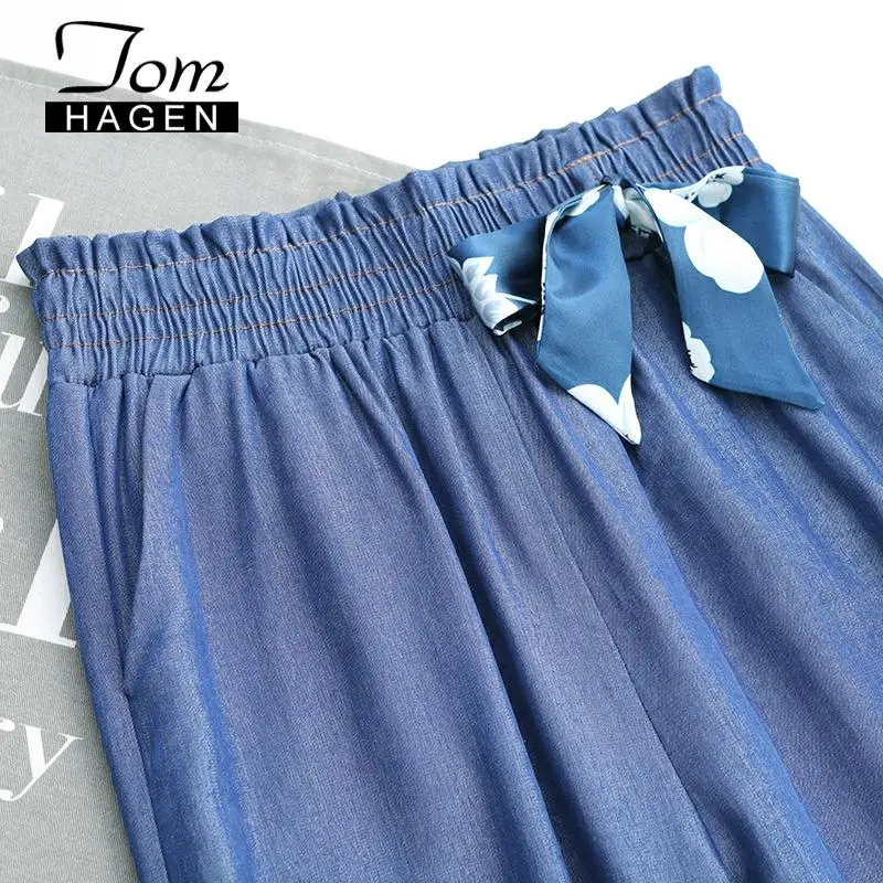 Джинсы из Tencel широкие брюки для детей xia kuan корейские с высокой талией женские