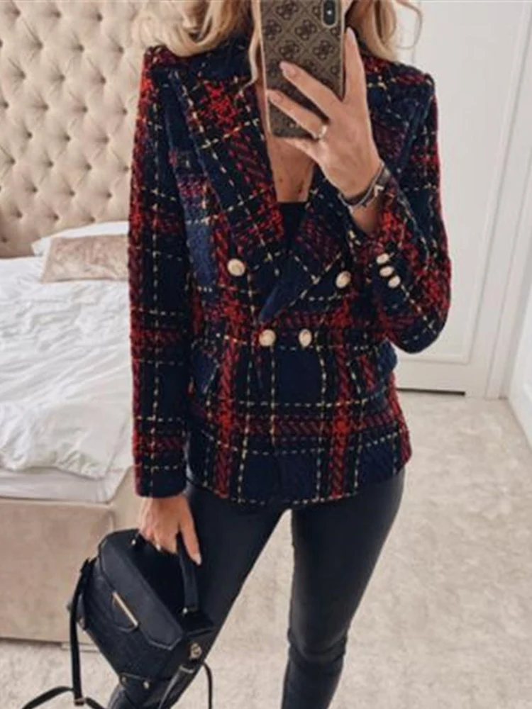 Женское шерстяное пальто зимняя верхняя одежда в клетку английском стиле новые