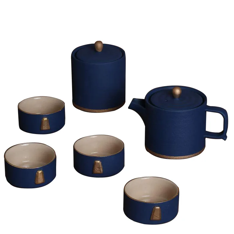 

New ceramic tea set gift box set depicts Jin Xiqing red one pot and four cups of Mid-Autumn Festival gifts