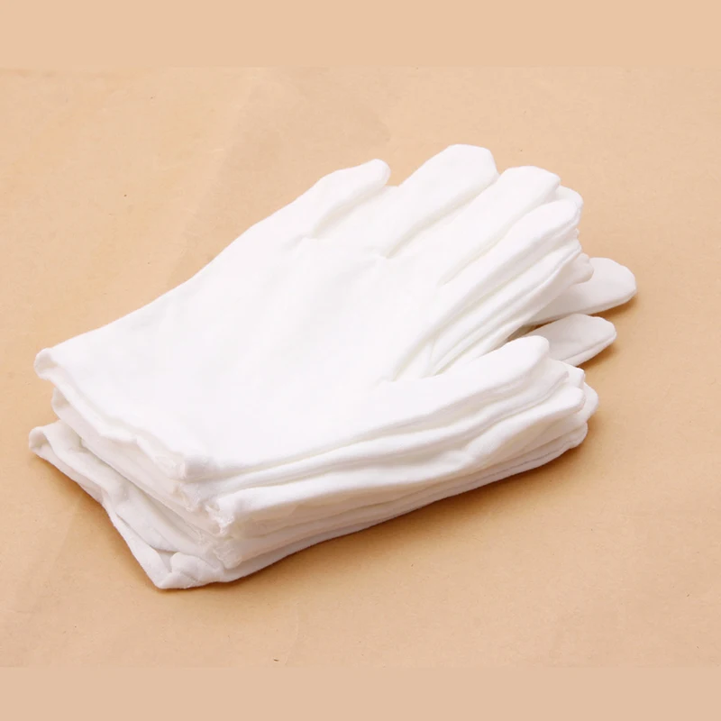 

12 Pairs White Inspection Cotton Lisle Work Gloves Coin Jewelry Lightweight New 62KE