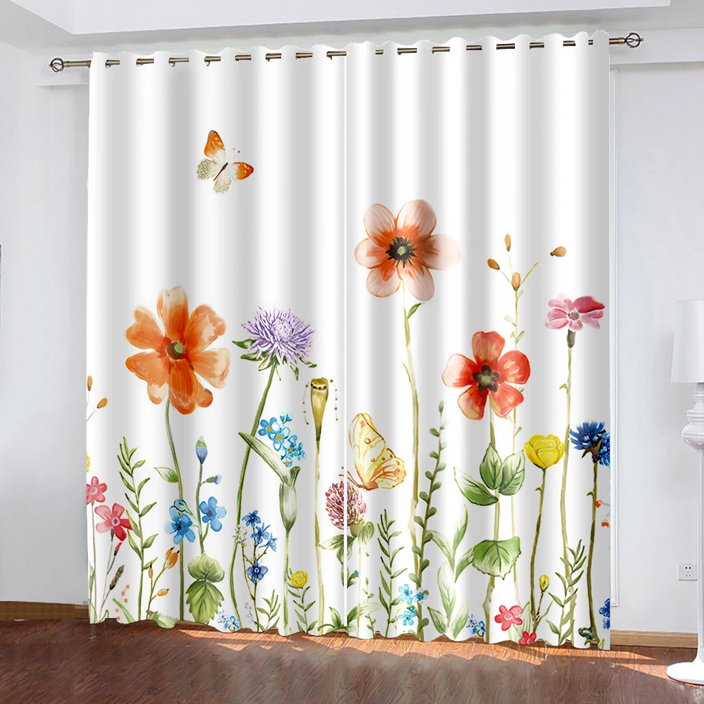 

Flower Leaves 3D Printing Window Curtains Modern Living Room Curtain for Bedroom Home Decor Blackout Curtains Curtain Living