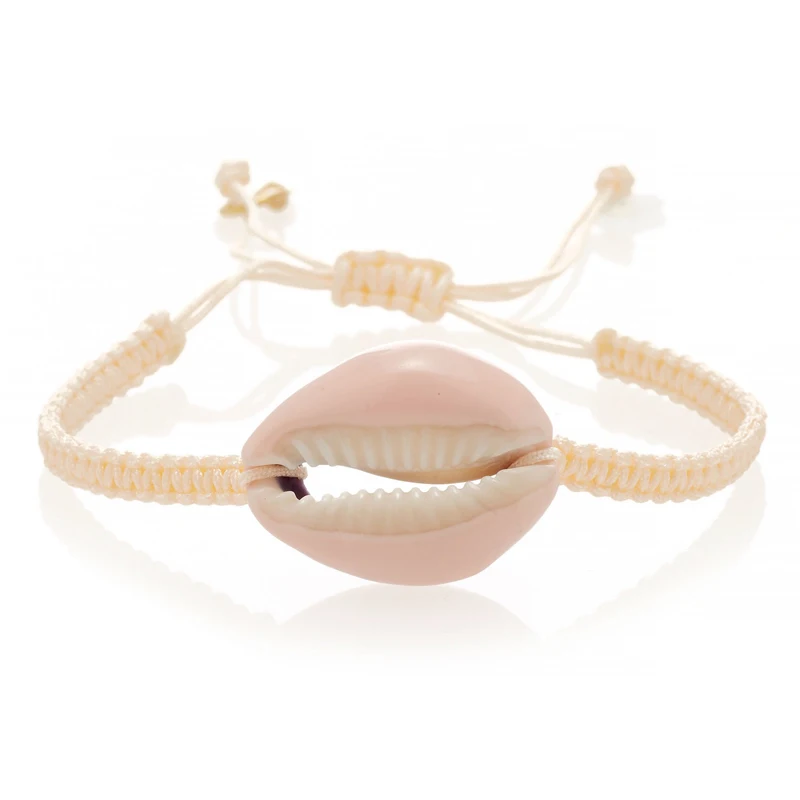 Стильный браслет из воскового шнура с плетением из ракушек, простой ручной работы, классическое пляжное украшение, регулируемое женское кольцо.