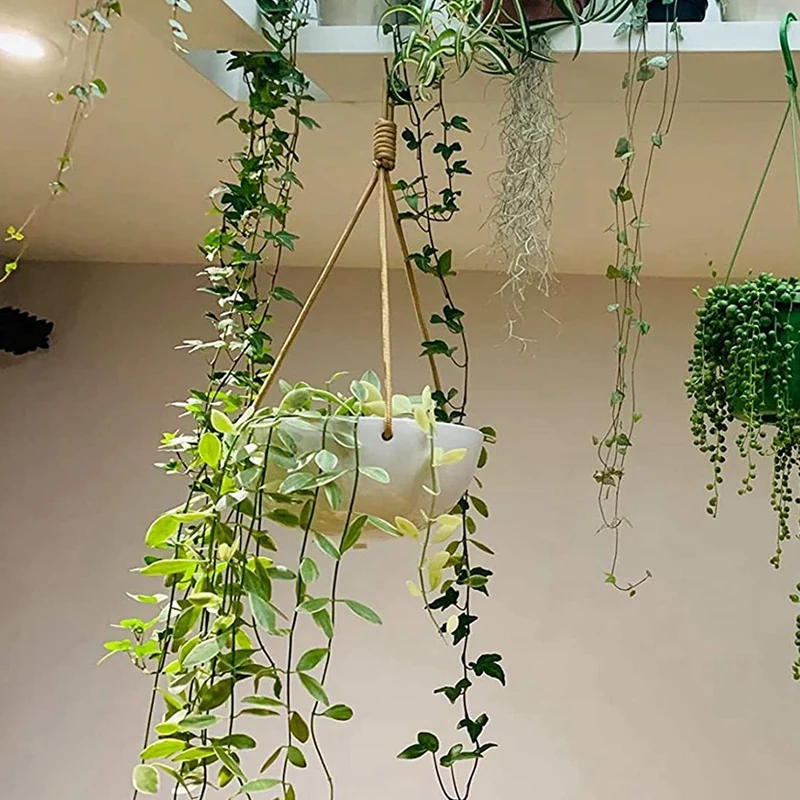 

Ceramic Hanging Plant Pot Indoor Outdoor,23 CM Hanging Planter with Drainage Hole,Flower Pot with Polyester