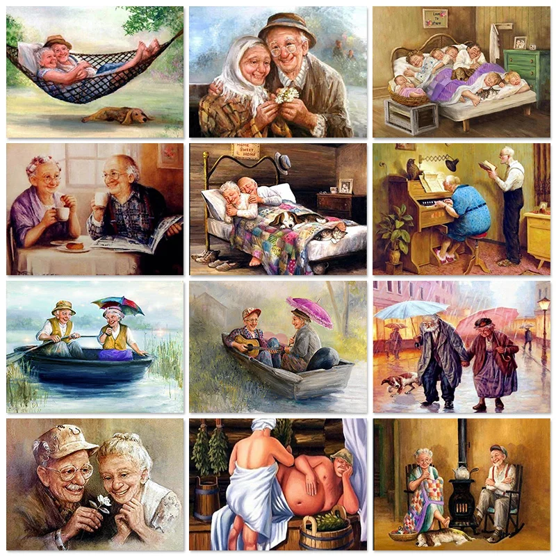 Алмазная живопись сделай сам для пожилых пар полноразмерная вышивка крестиком в