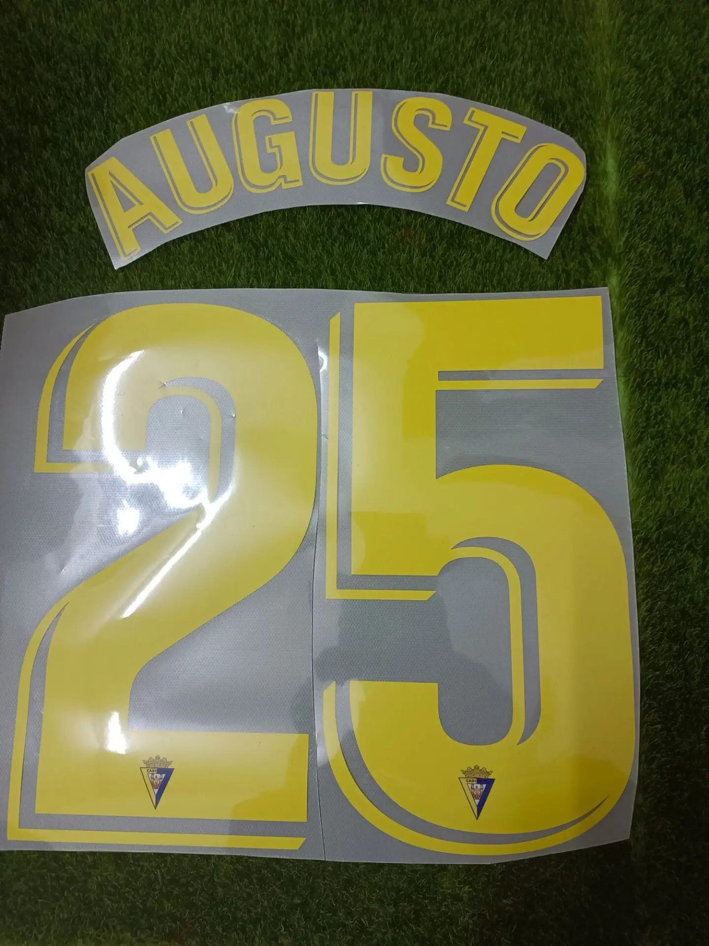 

#25 AUGUSTO Nameset Printing Custom Any Name Number Iron ON Soccer Patch Badge