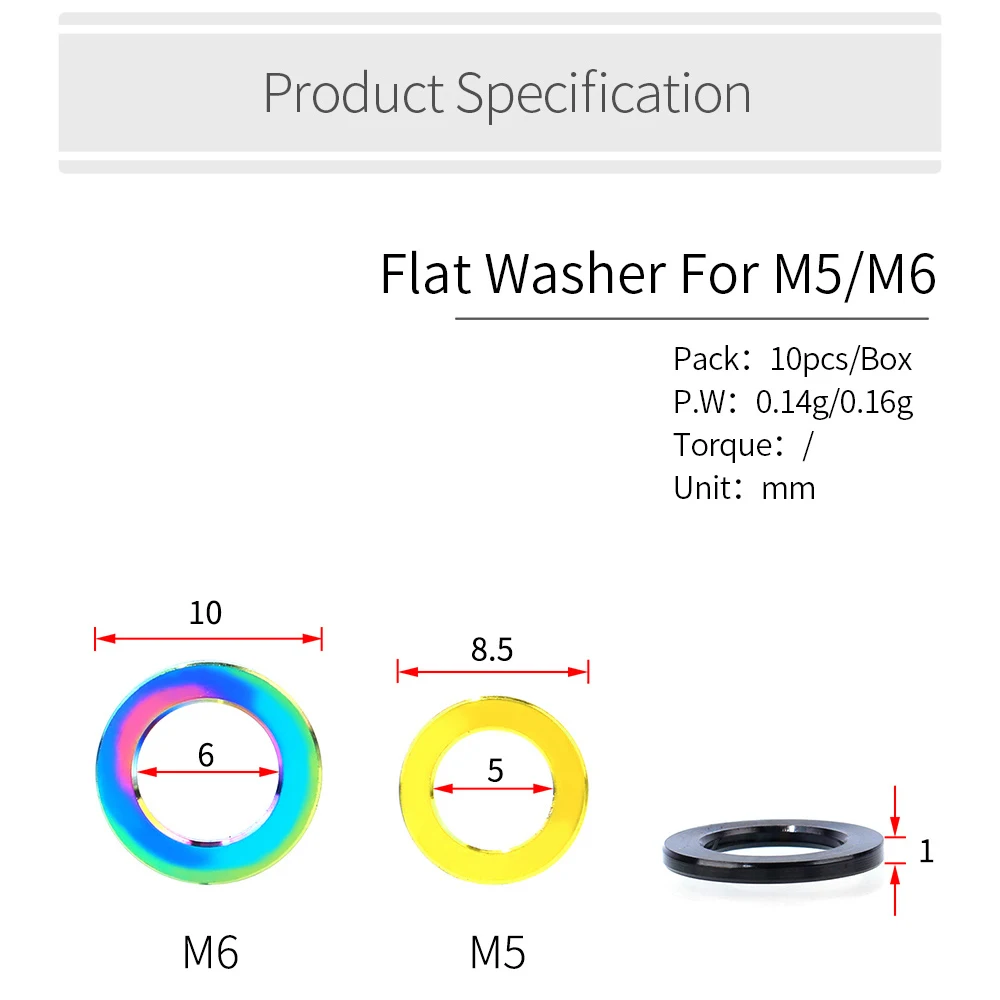 RISK 10 шт./компл. дорога горный велосипед из титанового сплава плоская шайба для M5 /