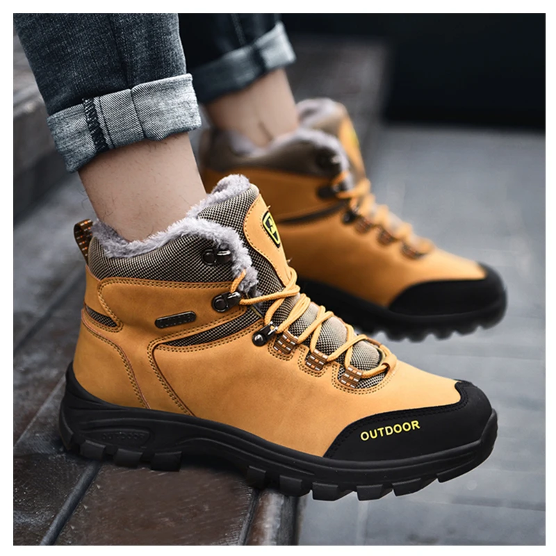 

2019 Classic Men Winter Snow Boots Super Warm Fur Male Ankle Boots Men Waterproof Non-slip Hiking Shoes Male Autumn Basic Shoes