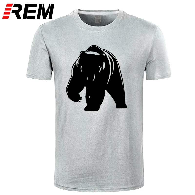 Футболка REM с изображением медведя гризли Мужская футболка животных топы