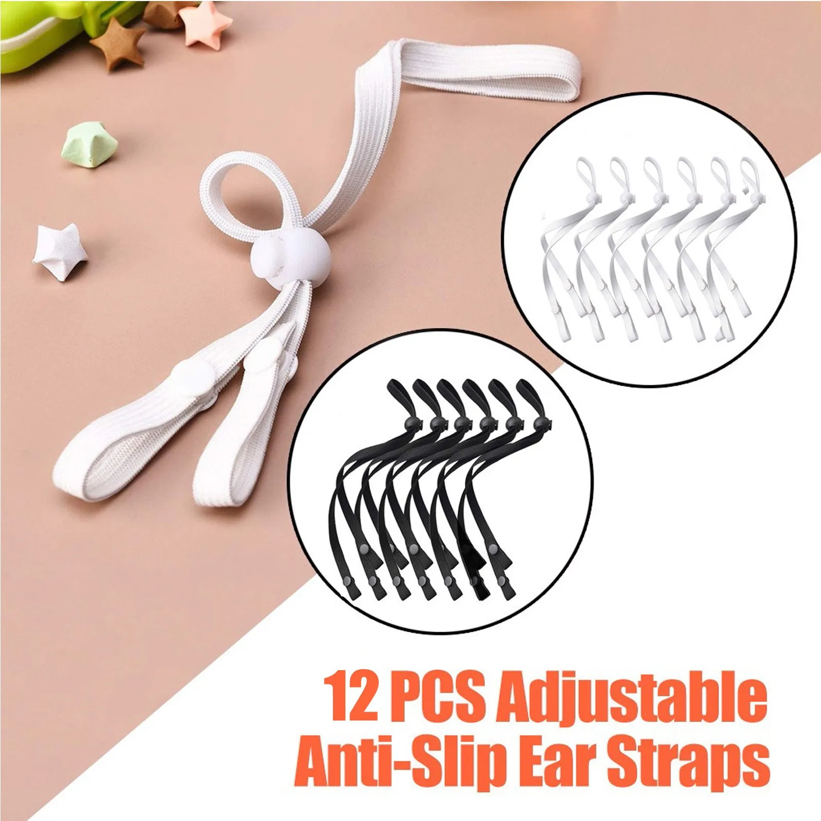 

12pcs Mixed Adjustable Ear Straps Mask Anti-slip Ear Loop Ear Hook Straps Eelastic Fabric Mascarillas Masque Halloween Cosplay