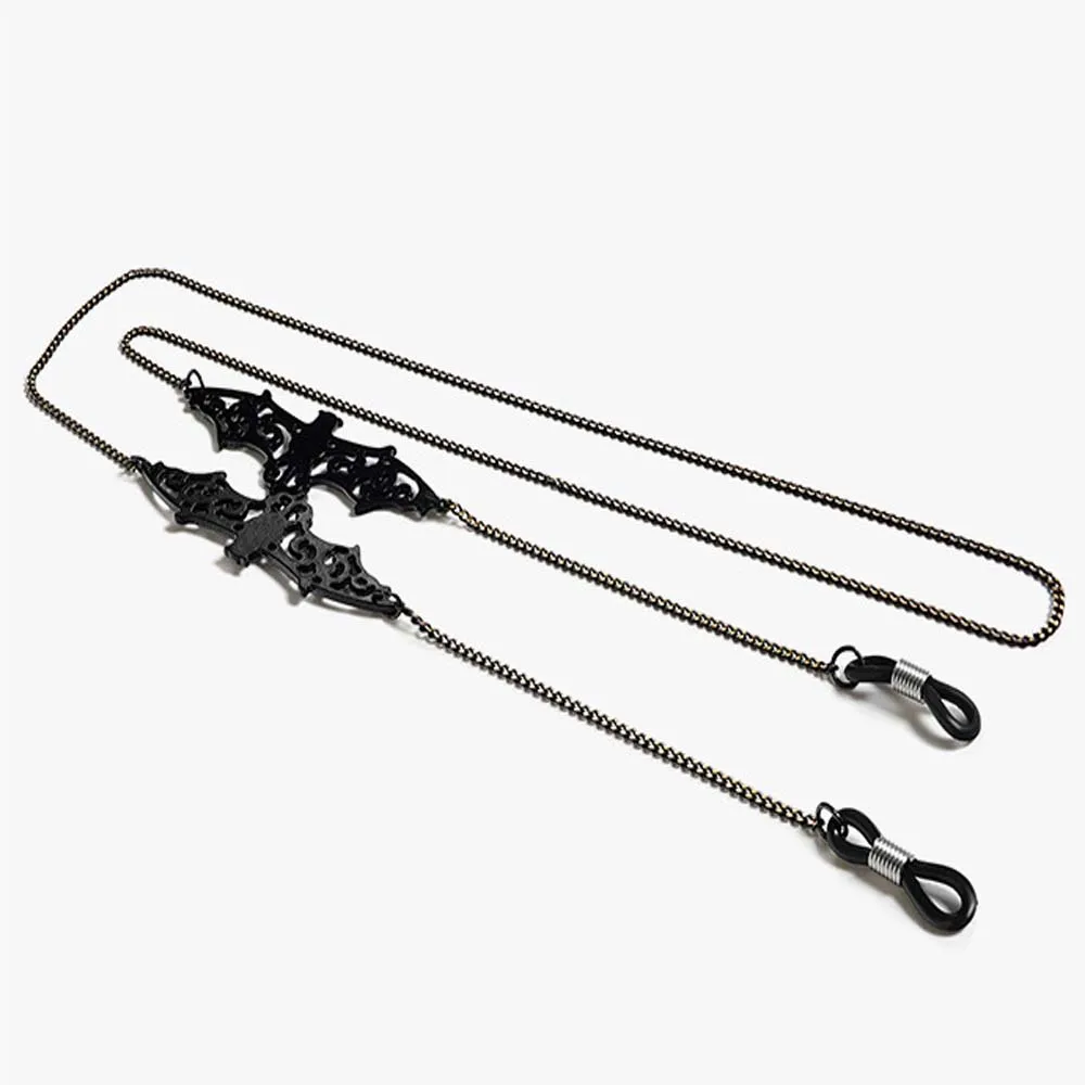 Ретро черных летучих мышей очки с цепочкой ремешок Цепочки и ожерелья