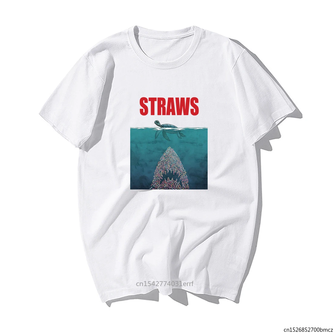 

Funny Straws T Shirt Shark Tortoise Summer Casual Short Sleeve Hip Hop Tops Tees Harajuku Streetwear