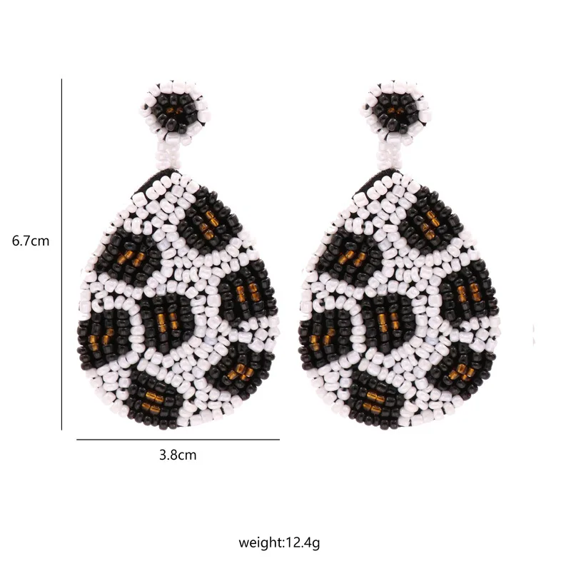 

Boho Ethnic Handmade Waterdrop Beads Earrings for Women Beading Big Geometric Hanging Dangle Earrings Bohemian Party Jewelry