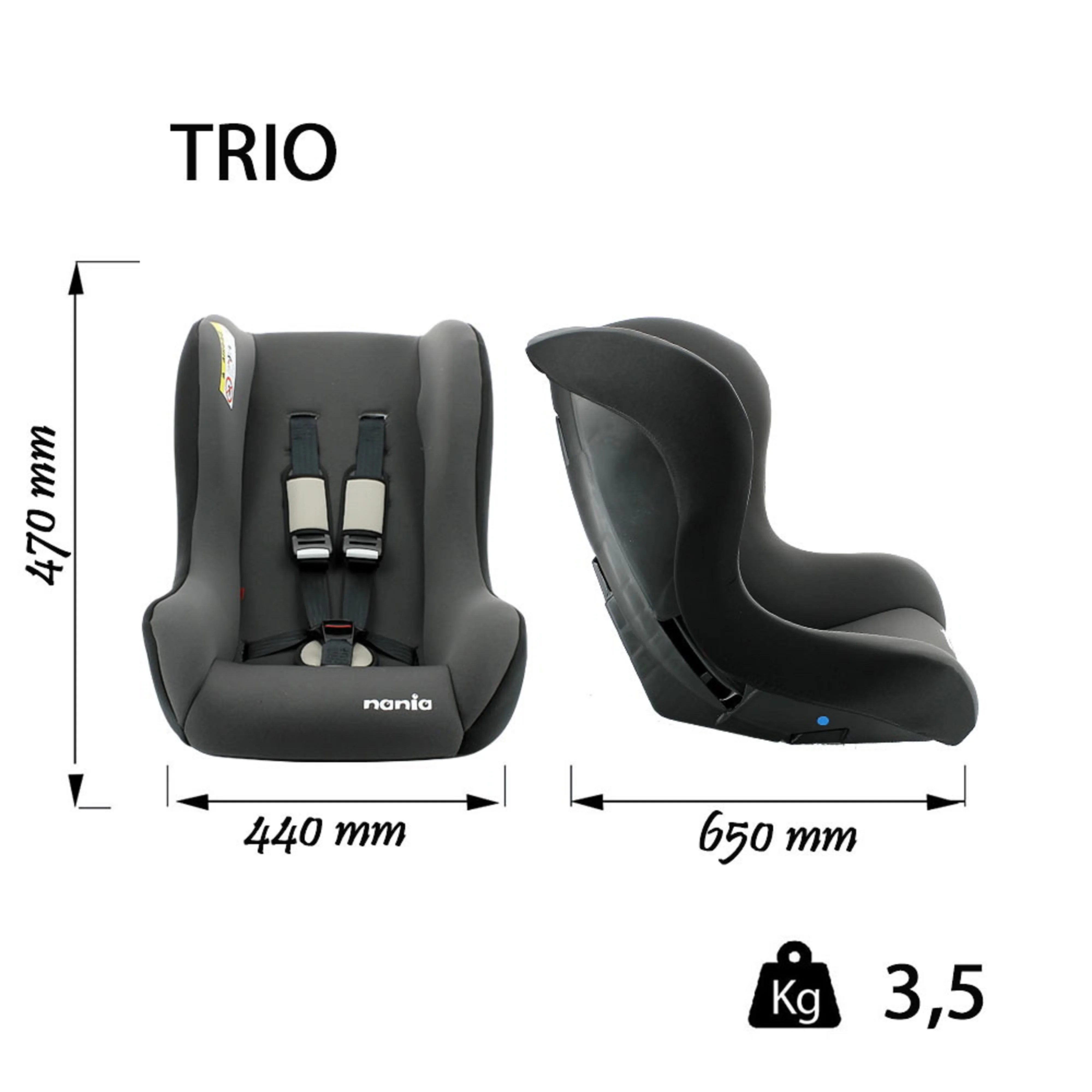 Автокресло Nania TRIO SP COMFORT RACING GREY для детей группы 0/1/2|Детское безопасное автокресло|