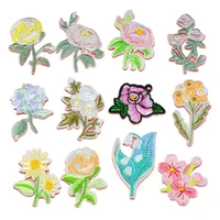 100pcslot luxury embroidery patch rose lily flower clothing decoration sewing accessories craft diy iron heat transfer applique