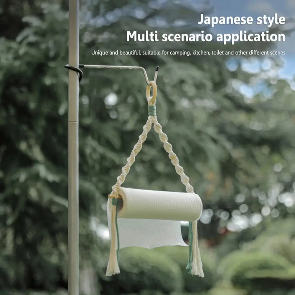 

Roll Paper Holder Easy Installation Outdoor Tassel Hanging Paper Towel Stand Toilet Paper Holder Durable