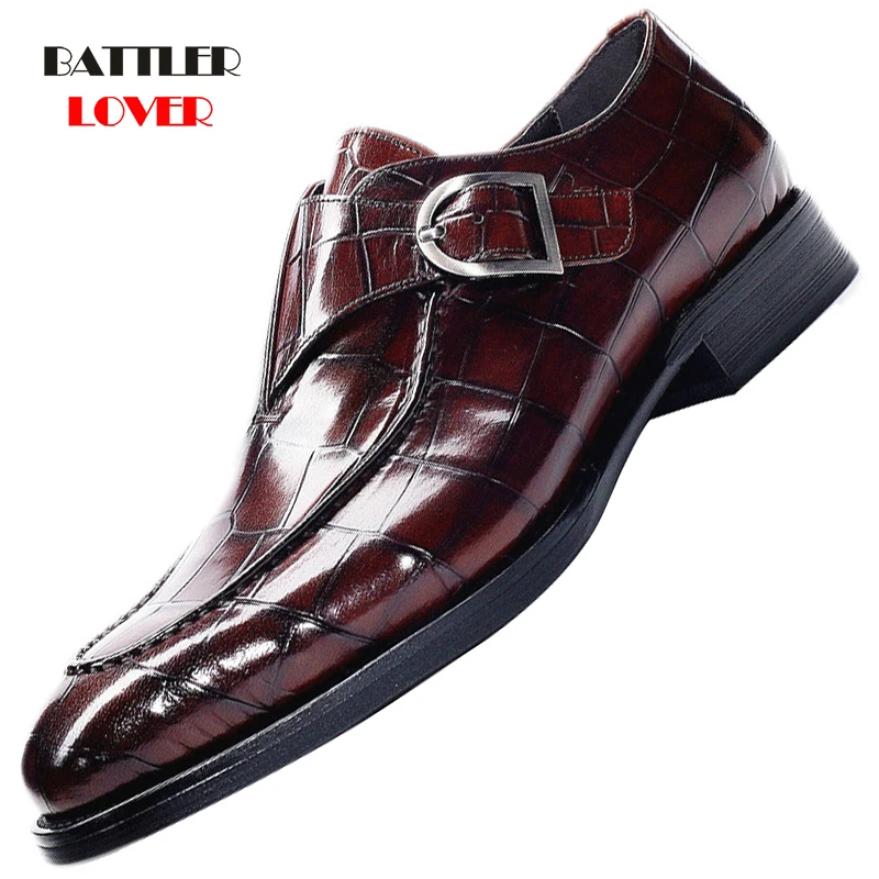 

2020 Classic Crocodile Pattern Business Flat Shoes Men Formal Dress Wedding Shoes for Male Loafers Christmas Party Footwear