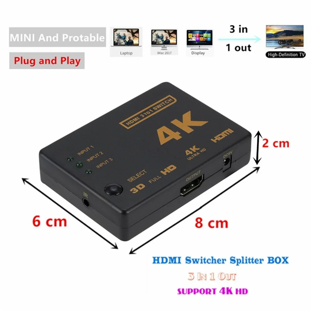 HDMI кабель PzzPss 4K 2K 3x1 HD 1080P 3 входа 1 выход|Кабели HDMI| |
