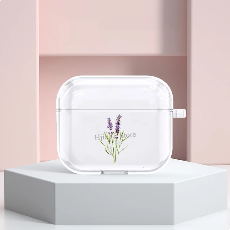 

Чехол Лавандовый фиолетовый с цветочным рисунком для AirPods 3 2021, чехол для беспроводных Bluetooth-наушников Apple Airpods 2 1 Pro, чехол