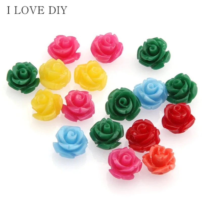 20 шт./лот 10 мм бусины ручной работы из смолы с розами для изготовления ювелирных