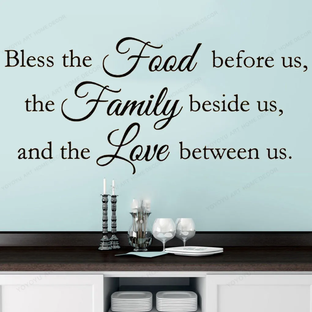

Bless the Food before us, Family beside us, Love between us - Kitchen Vinyl Wall sticker Dining Room kitchen wall decal HJ924
