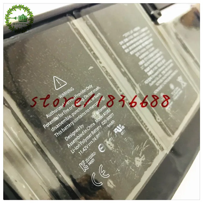 GYIYGY 11 42 V 74.9Whr 6559mAh A1582 батарея для Macbook Pro 13 &quotдюймов Retina A1502 2015 год ME864 ME865 |