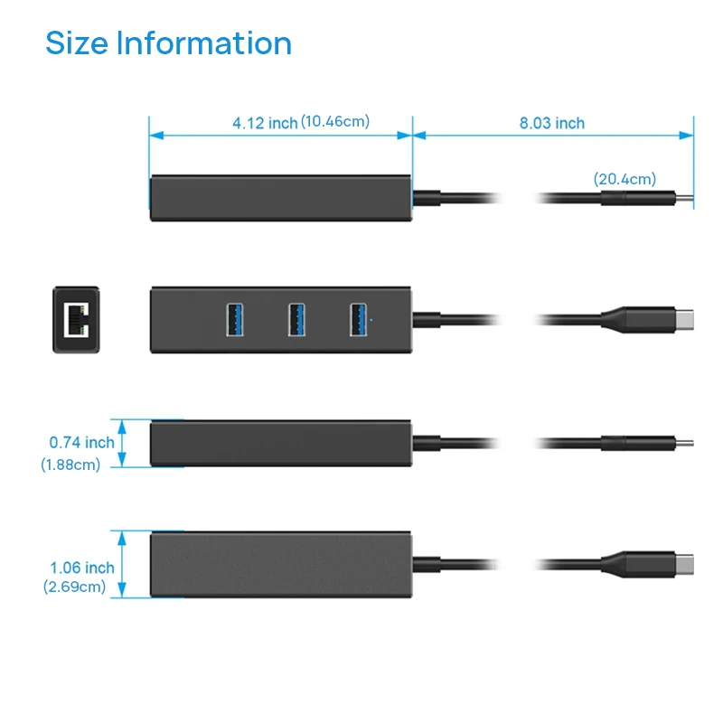 Концентратор USB Type-C USB-C RJ45 адаптер Gigabit Ethernet 1000 Мбит/с LAN порт USB-A 3 0 с держателем для