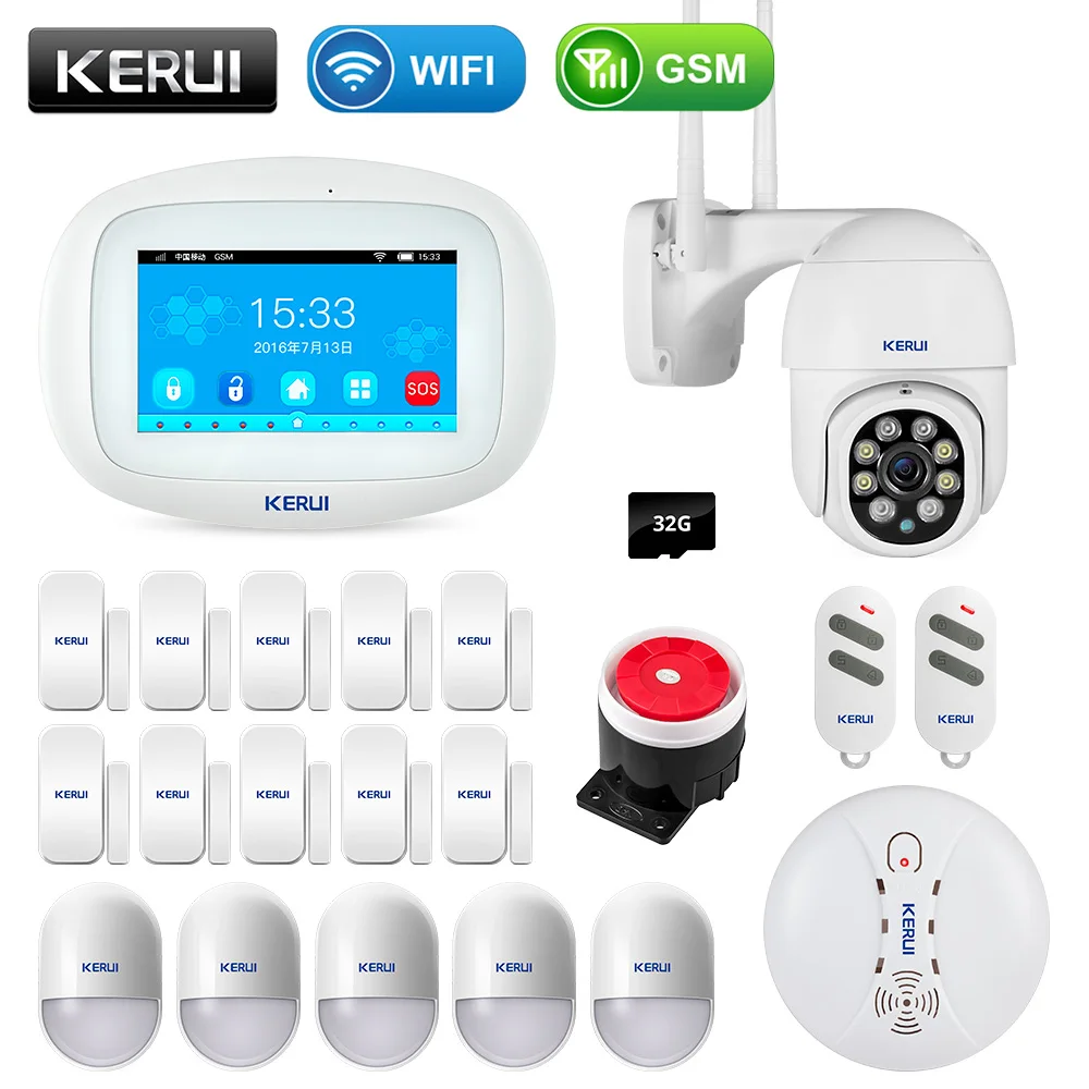 

KERUI K52 4,3-дюймовый сенсорный экран Беспроводная GSM WIFI домашняя система охранной сигнализации датчик охранного сигнала устройство наблюдения...