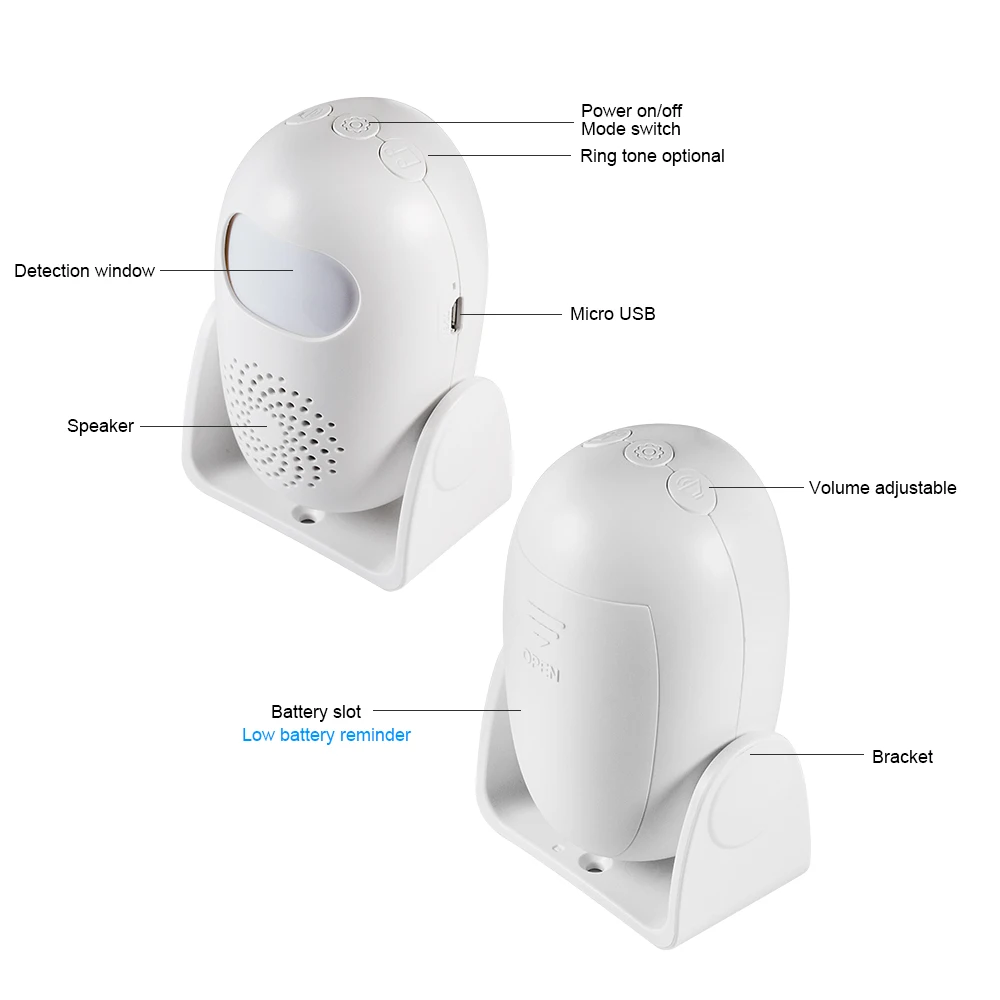 

FUERS Human Body Detector Motion Sensor Doorbell Electronic Induction Ling Welcome Device Alarma Movimiento For Store And Home