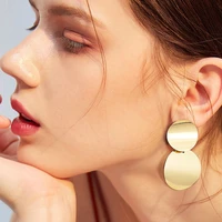 fashion statement clip on earrings gold black round circle geometric ear clips no pierced for women punk trendy jewelry elegant