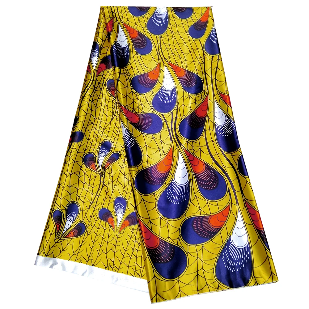 

Peacock Feathers Pattern Print Fabric African Ankara Wax Yellow African Print Wax Fabric For Dress 5Yards