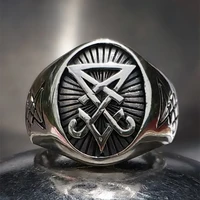 sigil of lucifer satanic seal of satan baphomet signet stainless steel ring pagan jewelry