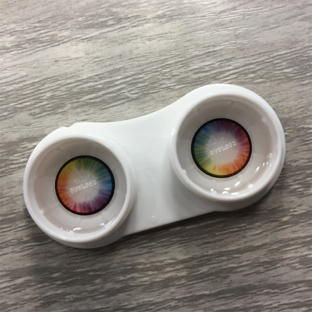 ovolook 2pcspair colored lenses for eyes rainbow contact lenses yearly use eye contacts colored contacts free global shipping