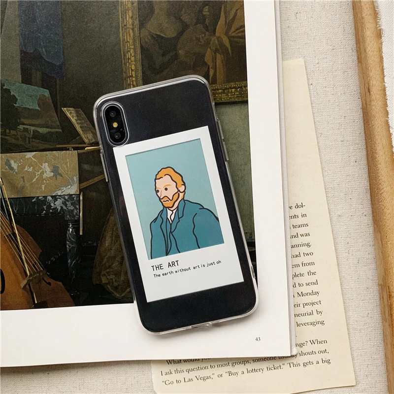 Oil painting card clear TPU phone Cases For iphone XS Max X XR for 6 6s 7 8 plus Photo frame case back cover |