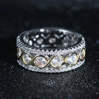 wedding rings for women hollow wide version zircon ring twisted pattern gold two tone separation micro inlay silver full drill