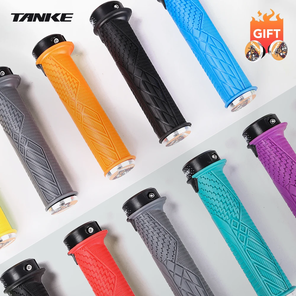 

TANKE Bicycle Silicone Grips 1Pair MTB Mountain road Bike Handlebar Grip Cover Anti-slip Strong Support grips Lock Bar End Outdo