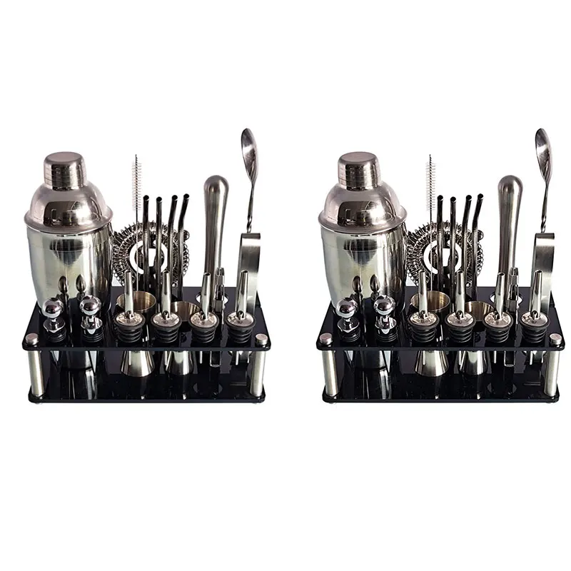 

20 Pcs Bartender Kit Cocktail Shaker Set with Stand, for Home Bar Professional Bar Tool, Cocktail Shaker Kit