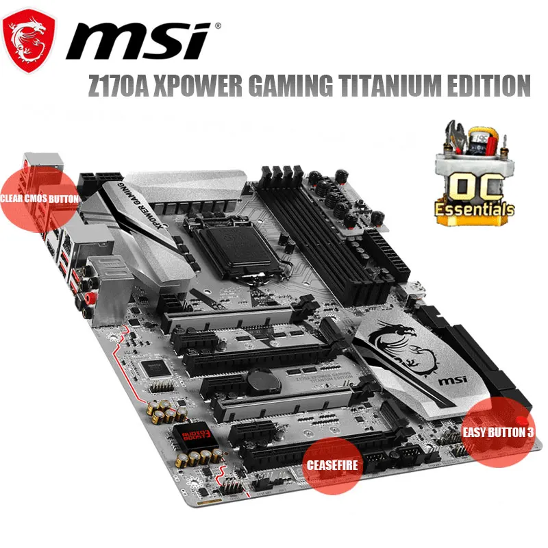 Online Motherboard MSI Z170A XPOWER GAMING TITAN EDITION LGA1151 DDR4 64gb 6th USB 3,1 PCI-EX16 M.2 Desktop Intel Z170 Mianboard Verwendet