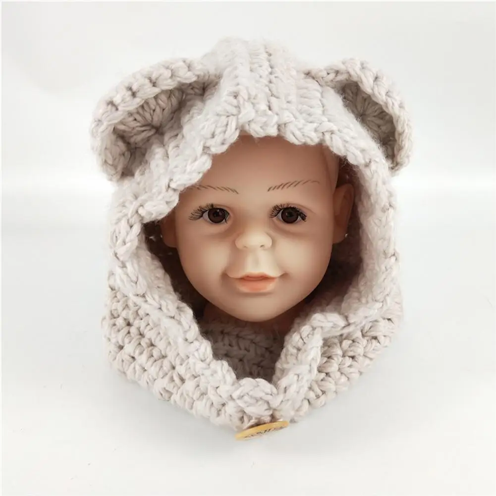 Детская шапка месяц плащ медведь зимняя детская ручная вязка шерстяная шарф