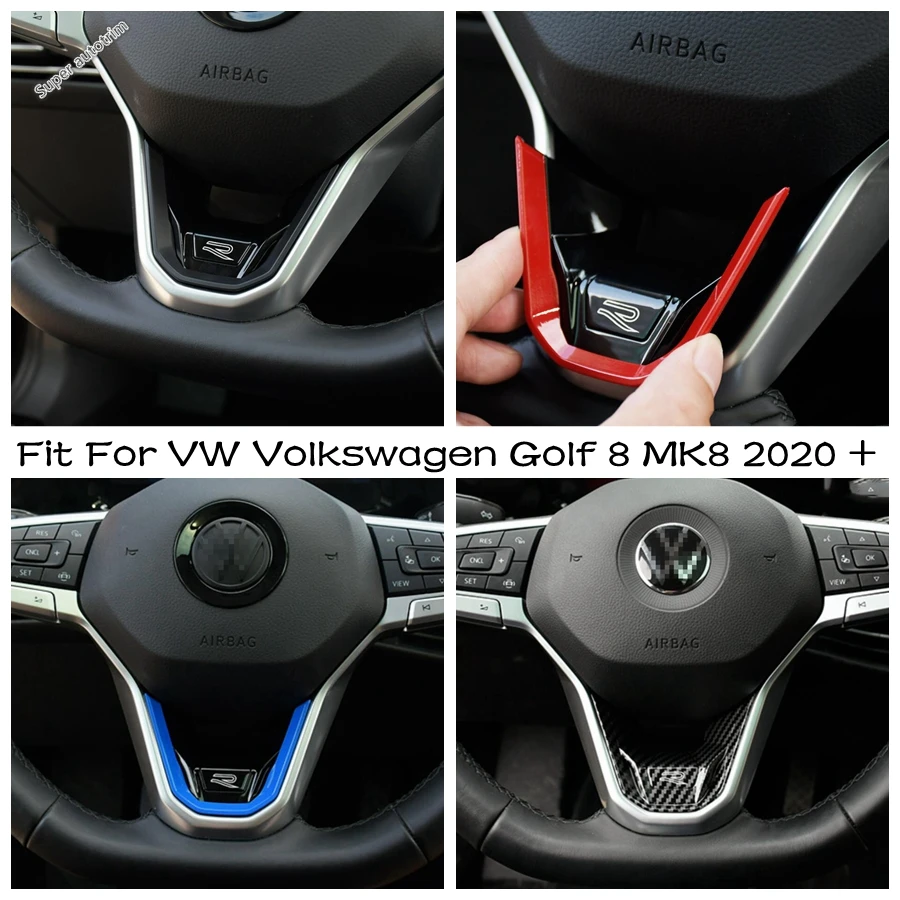 

Steering Wheel Decoration Cover Trim For VW Volkswagen Golf 8 MK8 2020 - 2022 Black / Red / Blue / Carbon Fiber Interior Part