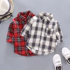Рубашка для малышей, тонкая одежда, весенняя одежда, хлопковые топы в клетку для маленьких мальчиков От 1 до 4 лет, Детская рубашка с длинными рукавами одежда для малыша