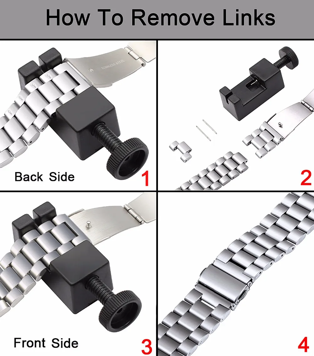 

Premium Stainless Steel Watchband for Samsung Galaxy Watch 46mm SM-R800 Sports Band Curved End Strap Wrist Bracelet Silver Black