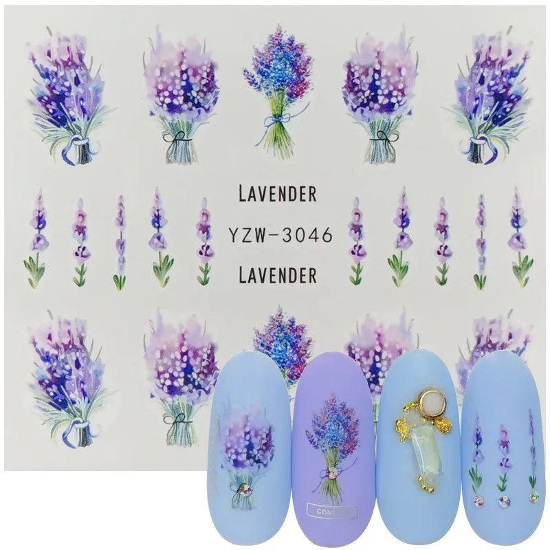 Nail Water Transfer Stickers Flower Leaves Nail Sticker Decals Blossom Colorful Slider Rose Water Full Wraps Nail Art Decoration