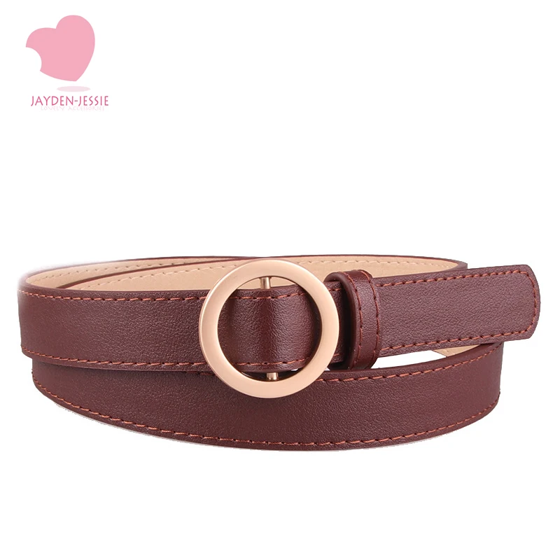 Высокое качество женские ПУ кожаные металлические кольца пряжки пояса Твердые