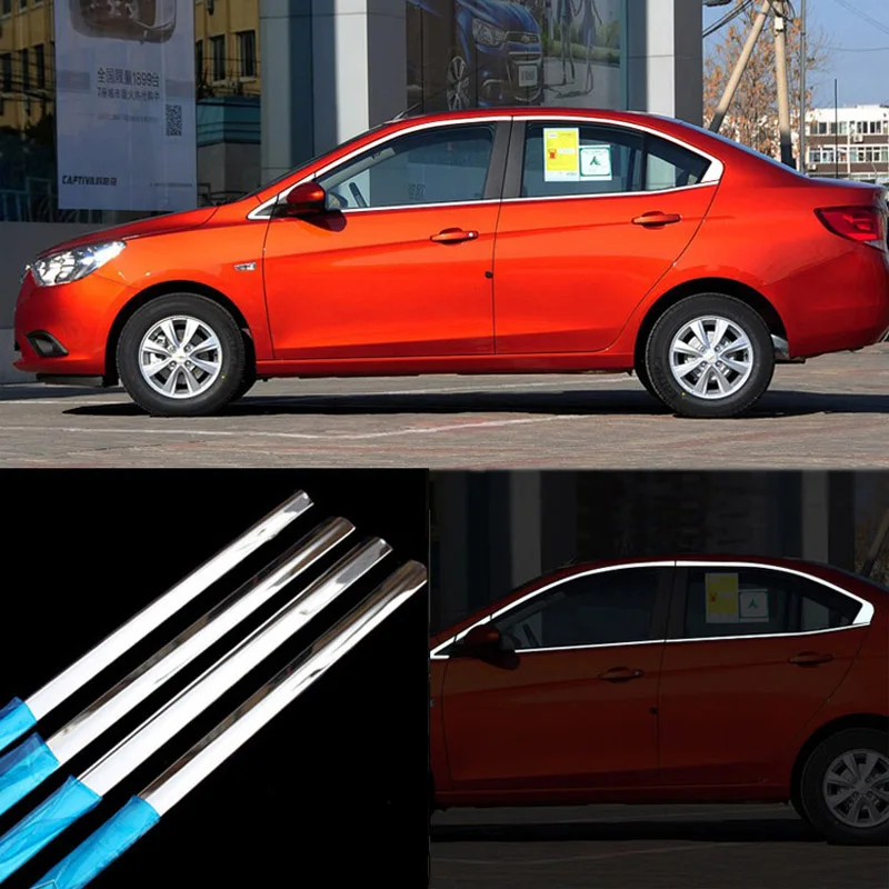 

12 шт., молдинговая отделка рамы двери и окна из нержавеющей стали для Chevrolet Sail 3 2015