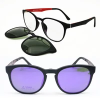 008 ultem retro shape optical spectacles frame with magnetic clip on removable polarized myopia sunglasses for unisex
