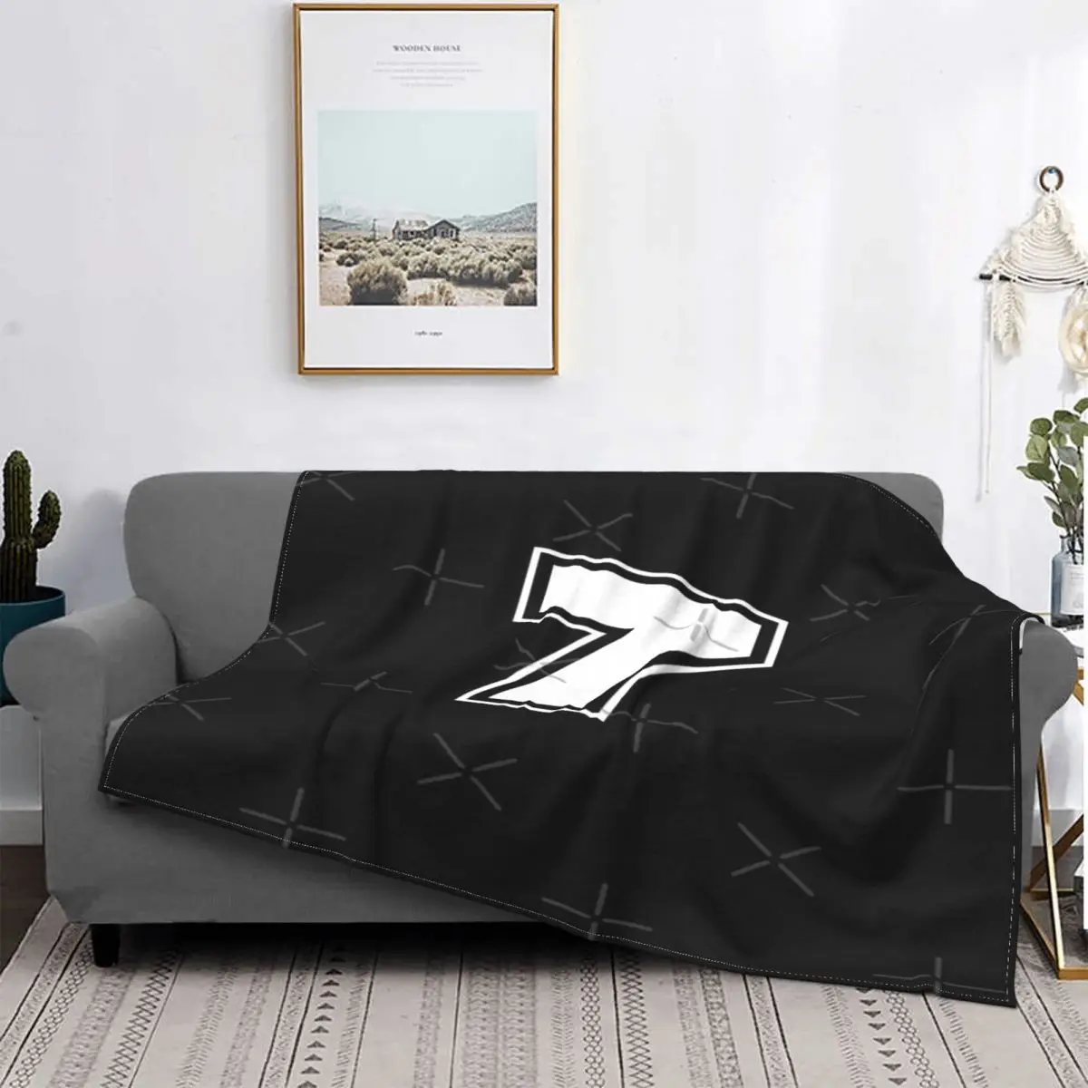 

Manta blanca con número de conductor 7, cubrecamas a cuadros para cama, colchas de muselina, mantas para camas