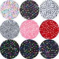 100pcs acrylic beads mixed letter round flat alphabet digital cube loose spacer beads for jewelry making diy bracelets handmade