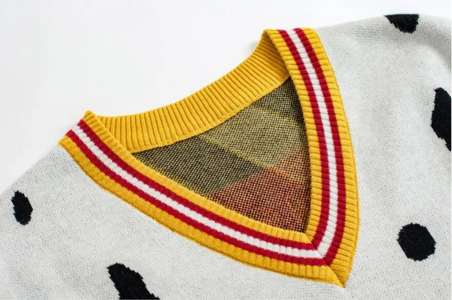 

2021 Spring New Design Letters Cartoon Dog Women Winter Sweaters Sleeveless Femme Knit Vest Pullover V Neck Loose P2204