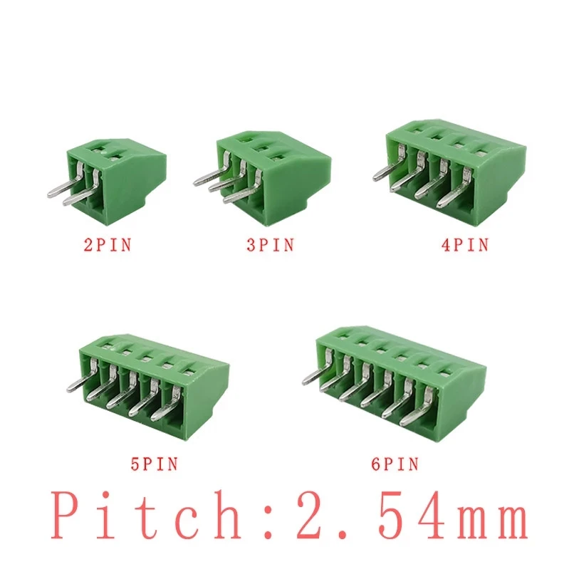 10 шт. 2 54 мм Шаг 0 1 "прямой контакт 2P 3P 4P 5P 6Pin 150 в 6A PCB винтовой клеммный блок