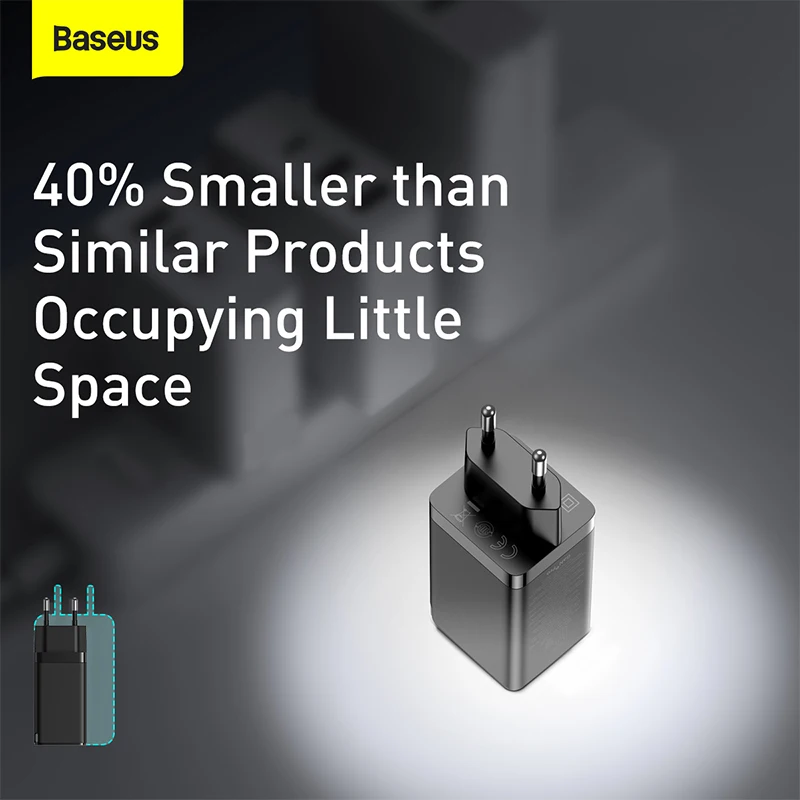 Baseus GaN Charger 65W Quick Charge 4.0 PD Fast AFC FCP Travel For Macbook Pro iPhone 11 X XS Huawei Mate20 |